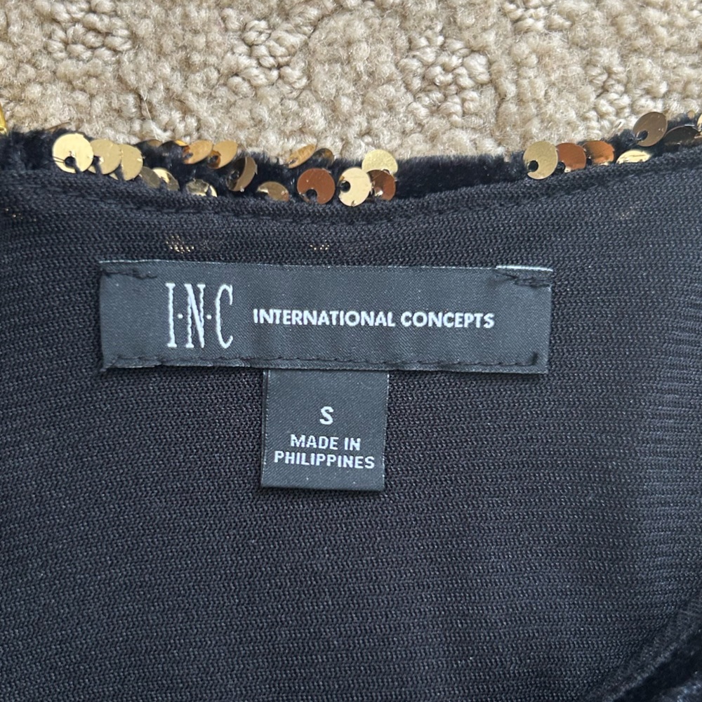 INC gold sparkly knee length dress